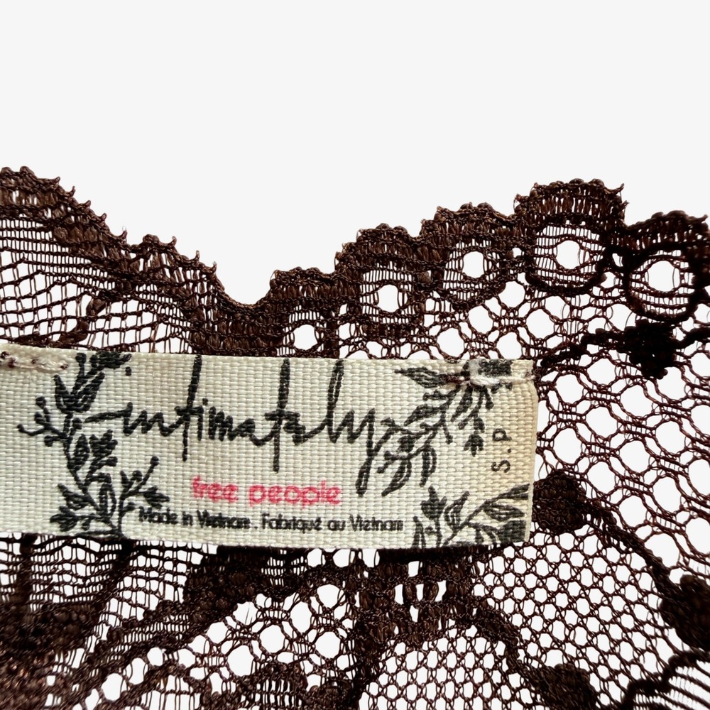 Free People‎ Womens Floral Lace Camisole Top Size S Brown Fairy Y2K  Grunge - Picture 4 of 9